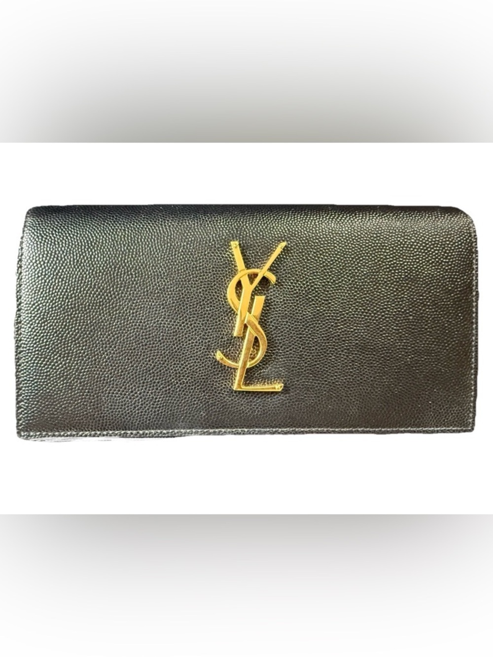 Saint Laurent Black Leather Wallet with Gold YSL Monogram